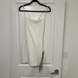 White mini dress with fringe sparkly detailing